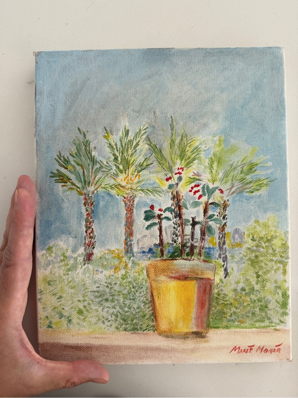 Original Marina del Rey Oil Painting Coastal
Palm Tree, California, 8.5x10” - Picture 2 of 5